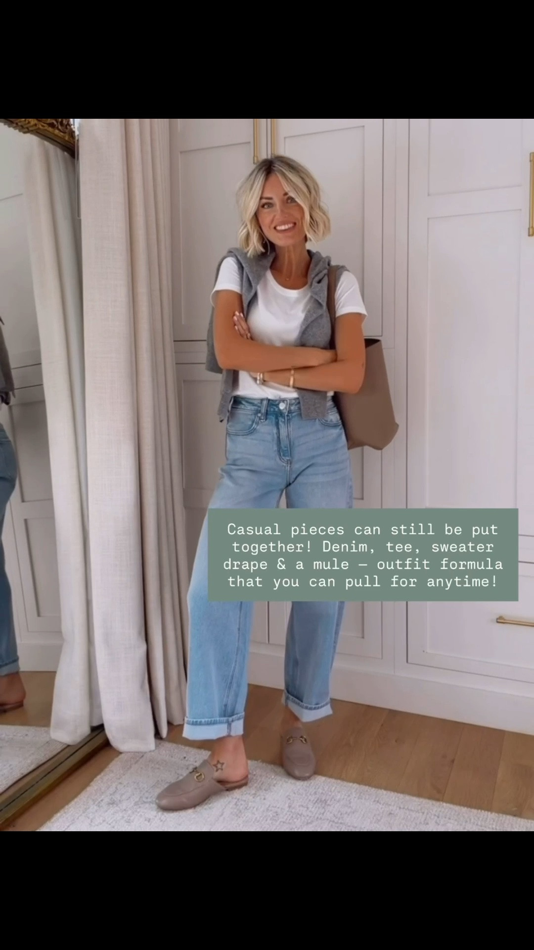A look created from staples! These are pieces you can wear on repeat and style so many ways! Wearing 26 in jeans!

Loverly Grey, Quince, barrel jeans, closet staples, capsule wardrobe, white tee, mules, fall outfit

#LTKSeasonal
