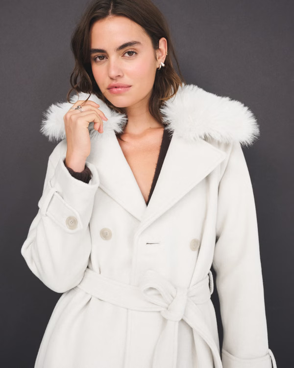 A&F Carrie Wool-Blend Trench Coat | Abercrombie & Fitch (US)