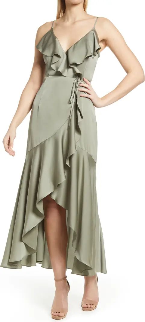 Luxe Ruffle Trim Wrap Gown | Nordstrom