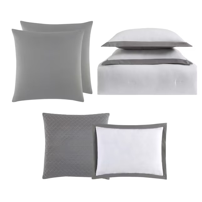 Truly Soft Everyday Hotel 7-Piece White and Grey King Comforter Set | Lowe's