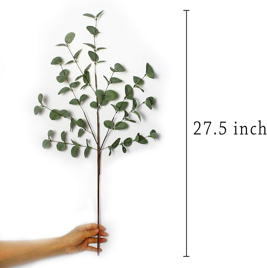 6 Pcs 27" Eucalyptus Stems Greenery Stems Eucalyptus Leaf Spray in Green Silk Plastic Plants Flor... | Amazon (US)