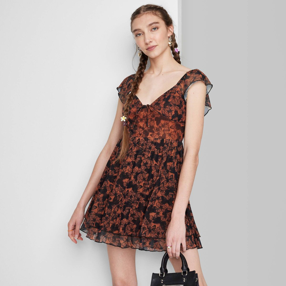 Women's Flutter Short Sleeve Flare Mini Skater Dress - Wild Fable™ | Target