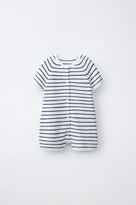 STRIPED PEARL KNIT SHORT JUMPSUIT | Zara US