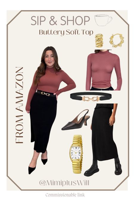 The softest top from Amazon! Wearing size medium. Pre pregnancy I was a size small! 
Skirt size small. 

Work outfit | winter | sweater skirt | amazon find | amazon jewelry | watch | kitten heels 

Follow @mimipluswill for more! 

#LTKstyletip #LTKworkwear #LTKfindsunder50
