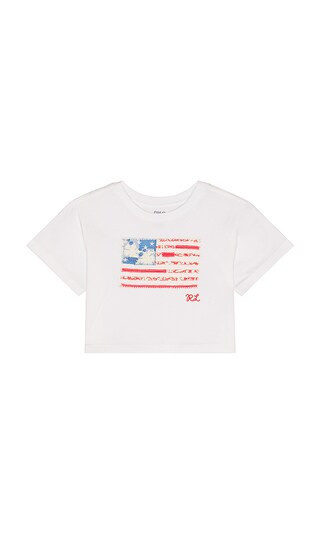 Short Sleeve Jersey Knit Flag Boxy T-shirt in White | Revolve Clothing (Global)