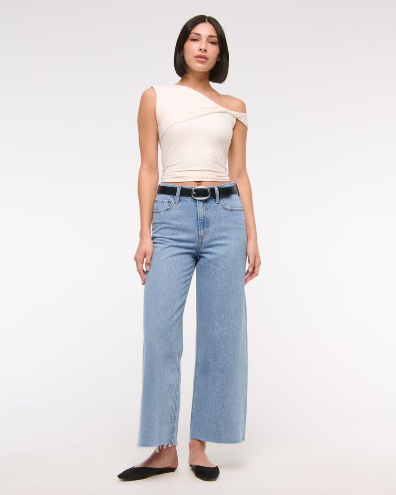 Curve Love High Rise Cropped Wide Leg Jean | Abercrombie & Fitch (US)