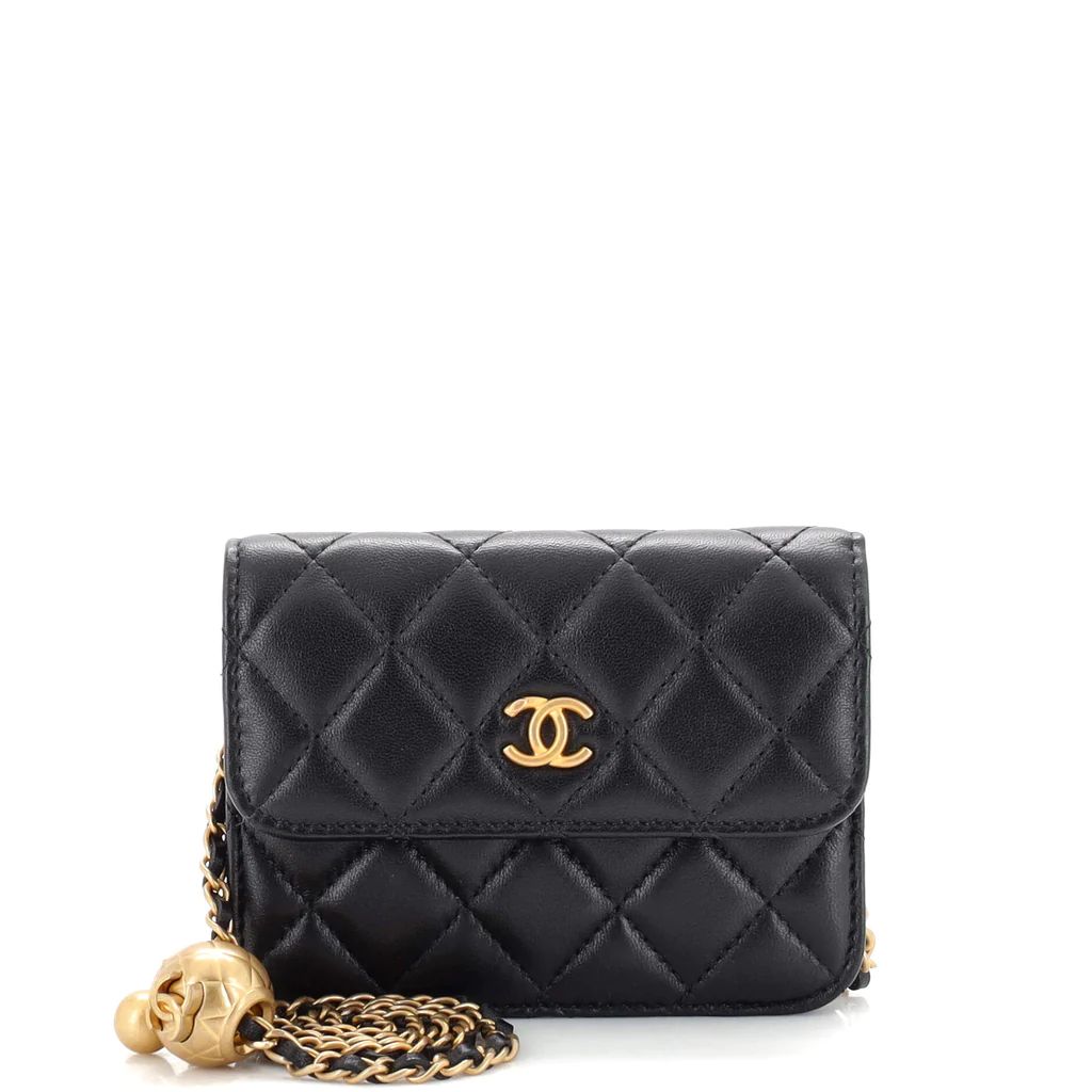 Pearl Crush Flap Clutch with Chain Quilted Lambskin Mini | Rebag