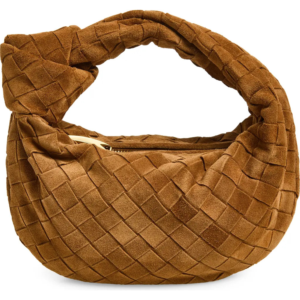 Bottega Veneta Mini Jodie Suede Top Handle Bag in 2588 Amber-Gold at Nordstrom | Nordstrom