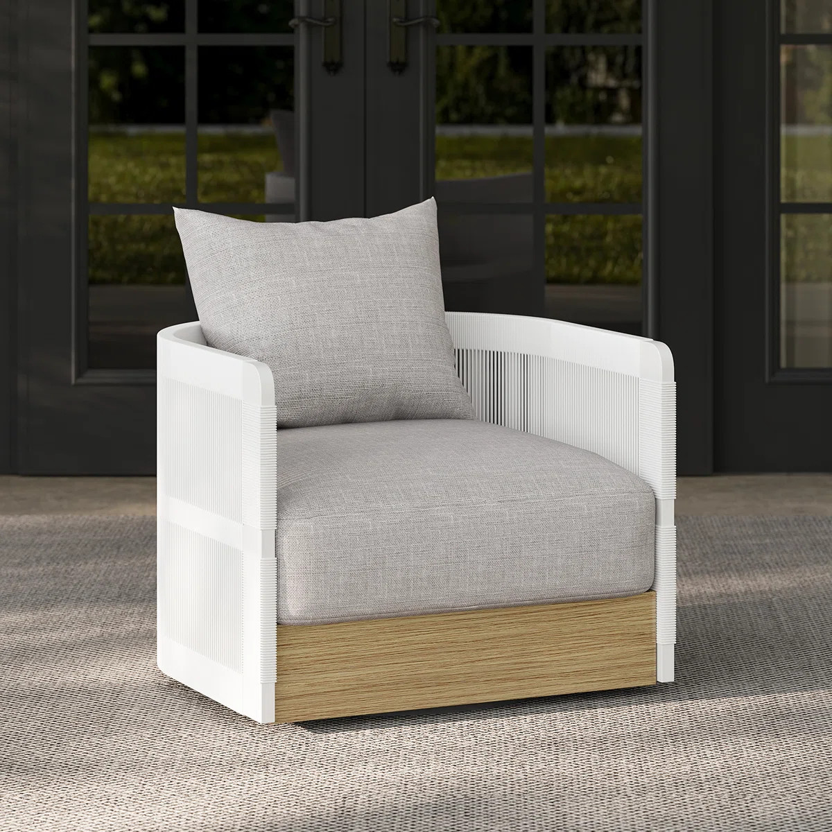 Kielah Woven Rope Outdoor Swivel Chair Sofa 360 Degree Rotatable Coastal Patio Armchair | Wayfair North America