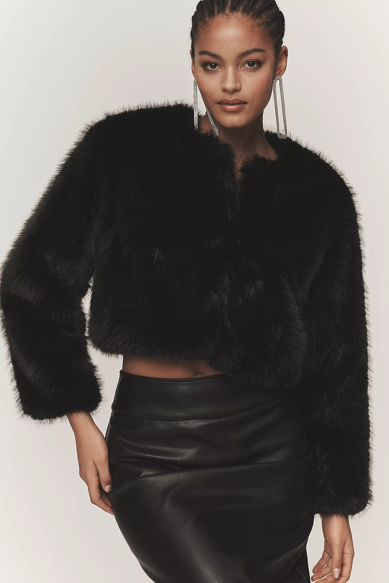 BLANKNYC Gala Affair Faux Fur Crop Jacket | Anthropologie (US)