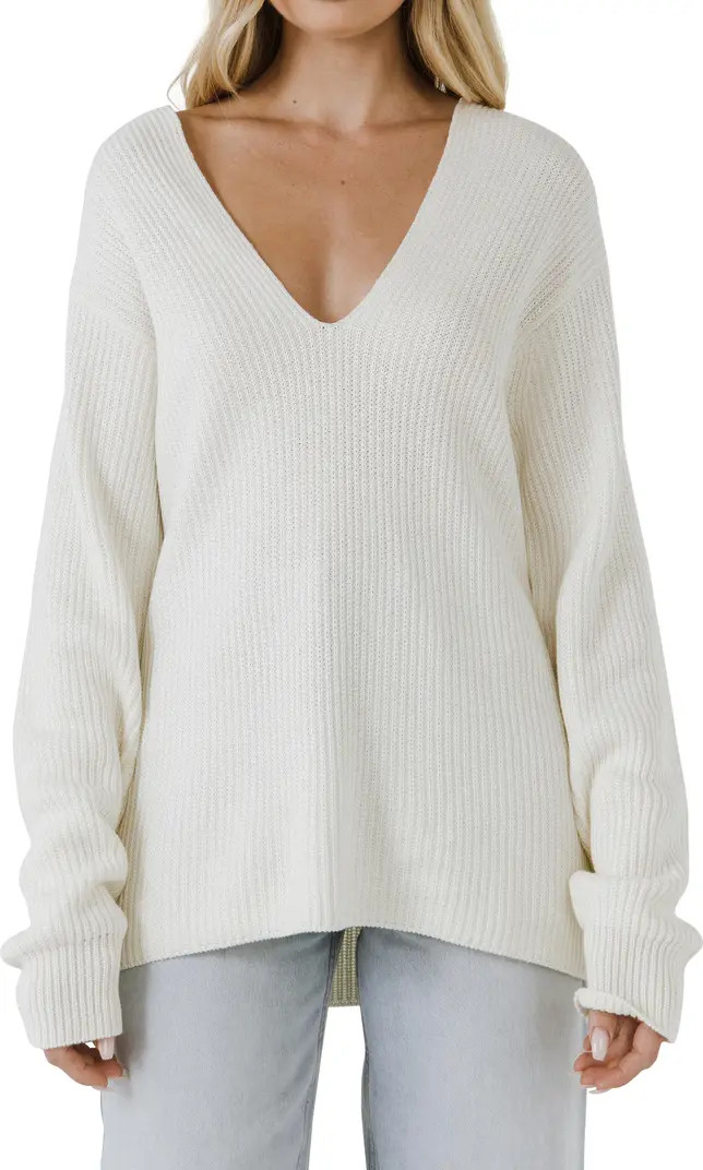 Endless Rose Oversize Deep-V Sweater | Nordstrom