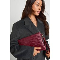 boohoo Women's Embossed Envelope Clutch Bag in Burgundy | Woven | boohoo (US & Canada)