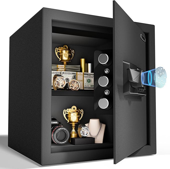 1.5 Cub Biometric Safe Box with Fireproof Bag, Quick-Access Fingerprint with Keys, Digital Keyboa... | Amazon (US)