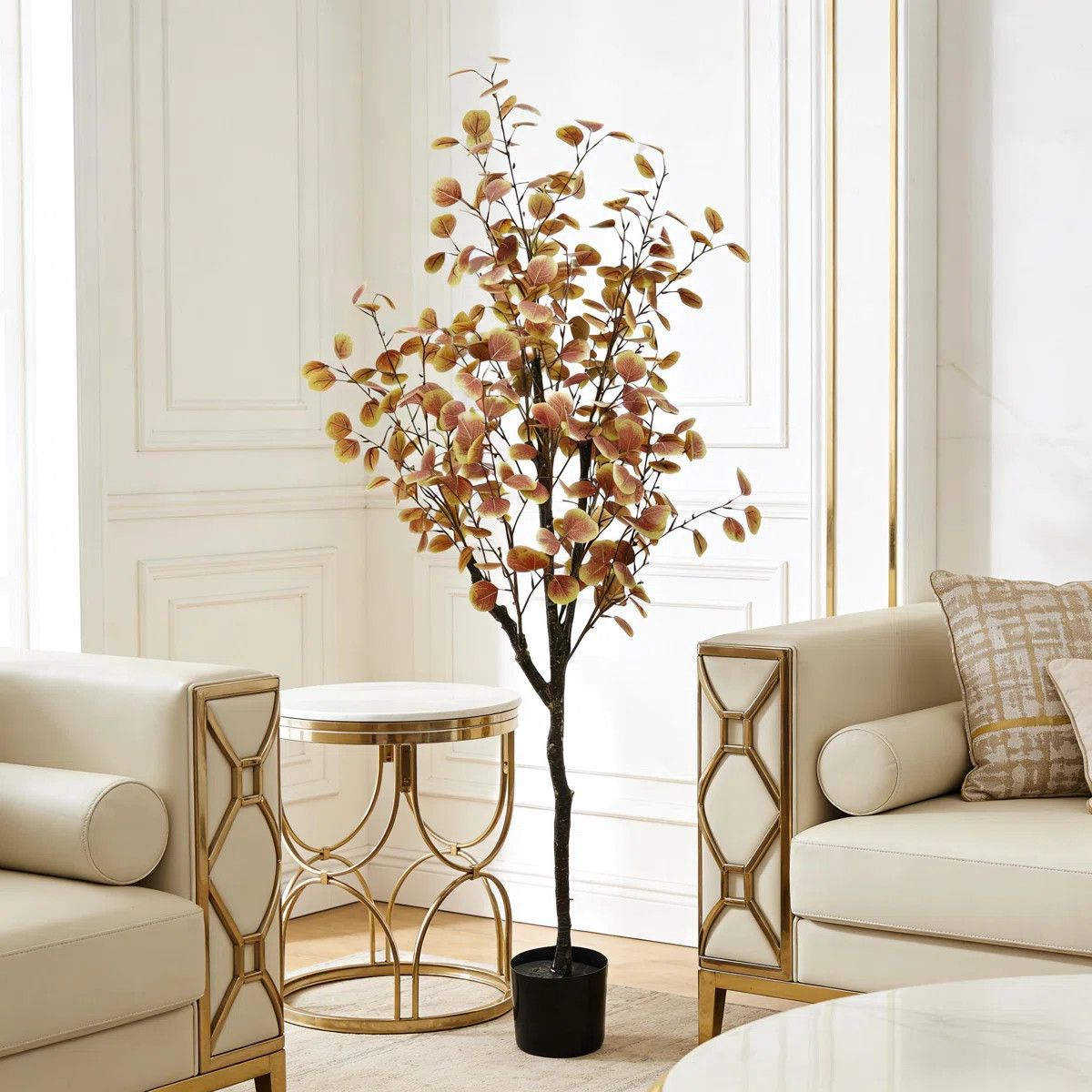 Artificial Eucalyptus Tree with Realistic Silk Leaves for Home Living Room | Wayfair North America