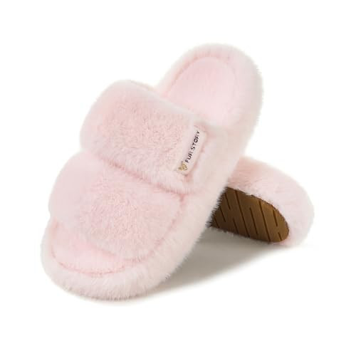 Women's House Slippers Fuzzy Platform Slides Faux Fur Fluffy Sandals Winter Memory Foam Cloud Footwear Latex Insoles | Amazon (US)