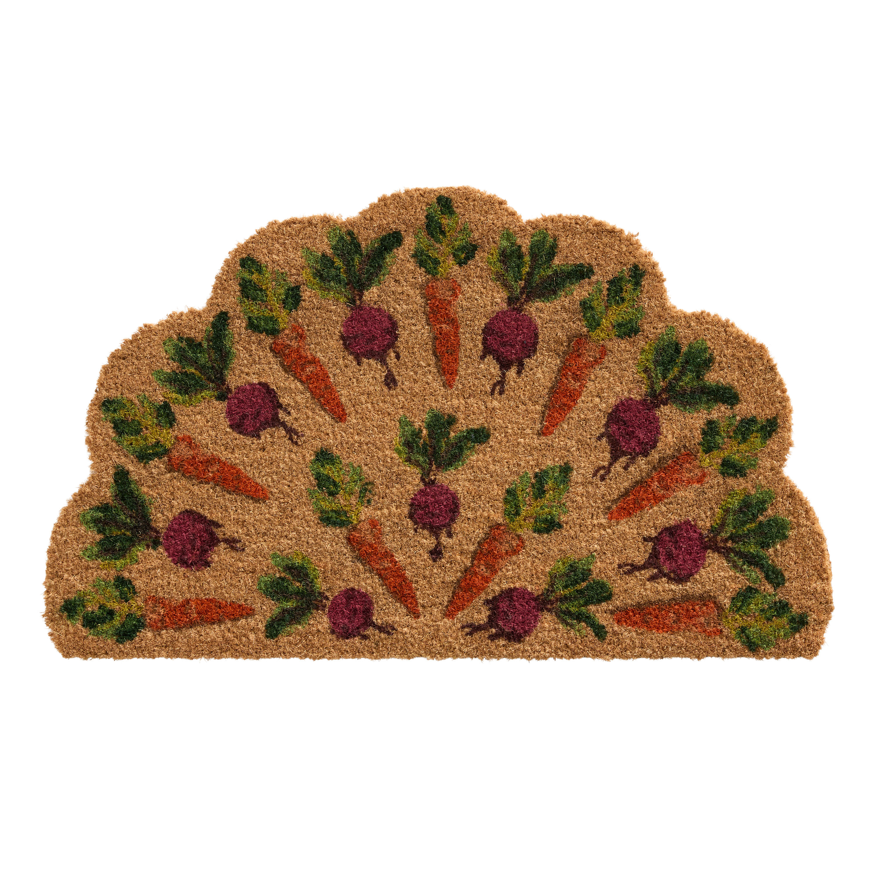Half Round Carrots and Beets Scalloped Coir Doormat | World Market