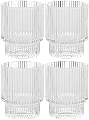 Vintage Art Deco Fluted Drinking Glasses - 9 oz Modern Kitchen Glassware Set – Old Fashion Tumbler C | Amazon (CA)