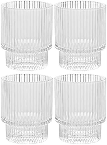 Vintage Art Deco Fluted Drinking Glasses - 9 oz Modern Kitchen Glassware Set – Old Fashion Tumbler C | Amazon (CA)