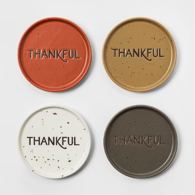 4" 4pk Ceramic Thankful Coasters - Threshold™ | Target