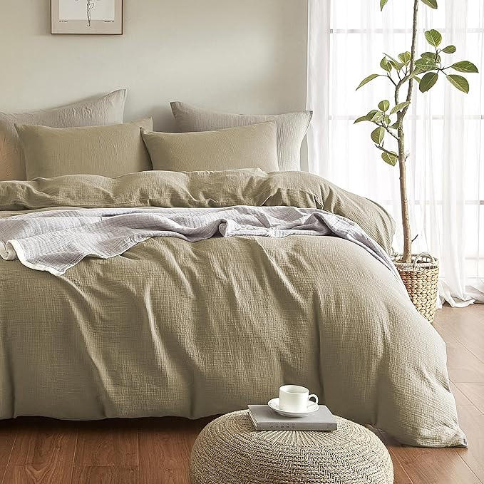 SE SOFTEXLY Muslin Duvet Cover Queen Size, 100% Washed Cotton Duvet Cover Set, Ultra Soft Comfort... | Amazon (US)