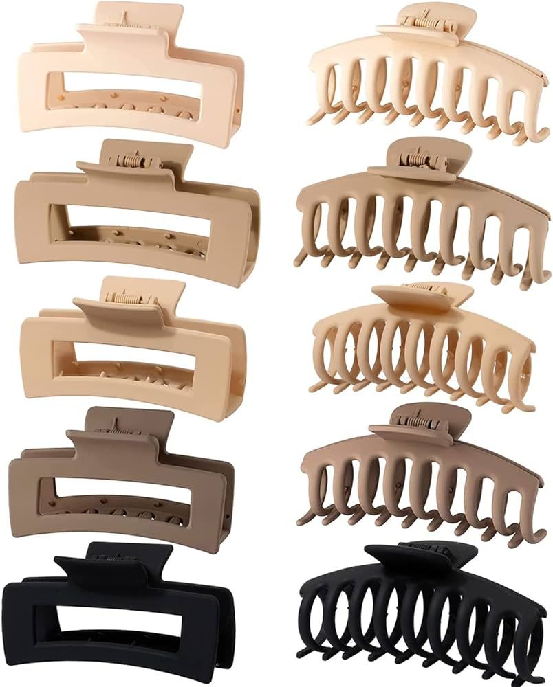 10 PCS 4.4" Large Hair Clips FDBJulyy Hair Clips for Girls,2 Styles 5 Colors 10 Pack Strong Hold ... | Amazon (US)