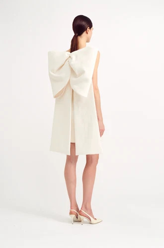 Emilia Wickstead Drusilla Bow Back Mini Bridal Dress in Ivory  (Size 2) | eBay US