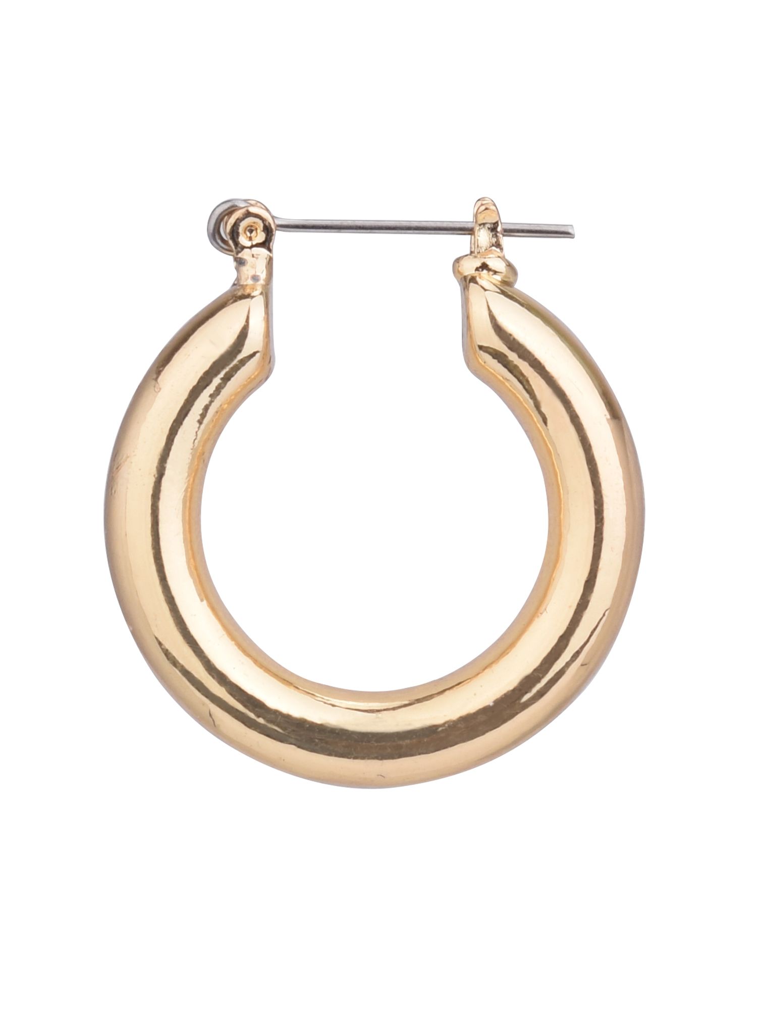 Time and Tru Women's Gold Tone Medium Wide Metal Hoop Earring | Walmart (US)