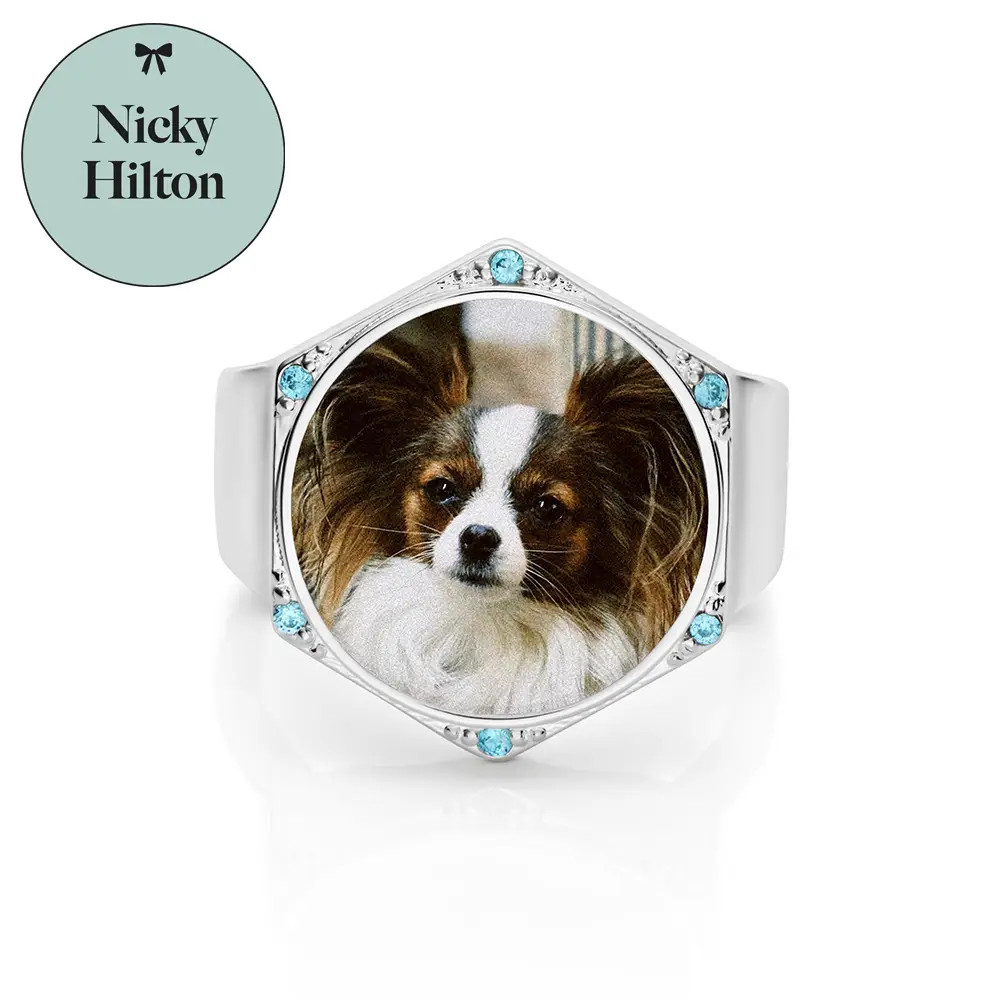 Coco Hexagon Photo Ring in Silver | Theo Grace