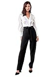 Sugarlips Women's Blouse Top Peg Leg Jumpsuit, White BLK, Medium | Amazon (US)