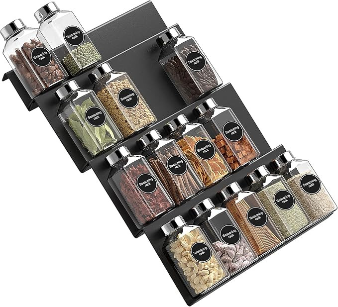 Grarry Acrylic Spice Rack Tray Insert 4 Tier Spice Drawer Organizer for Kitchen Cabinets, Large -... | Amazon (US)