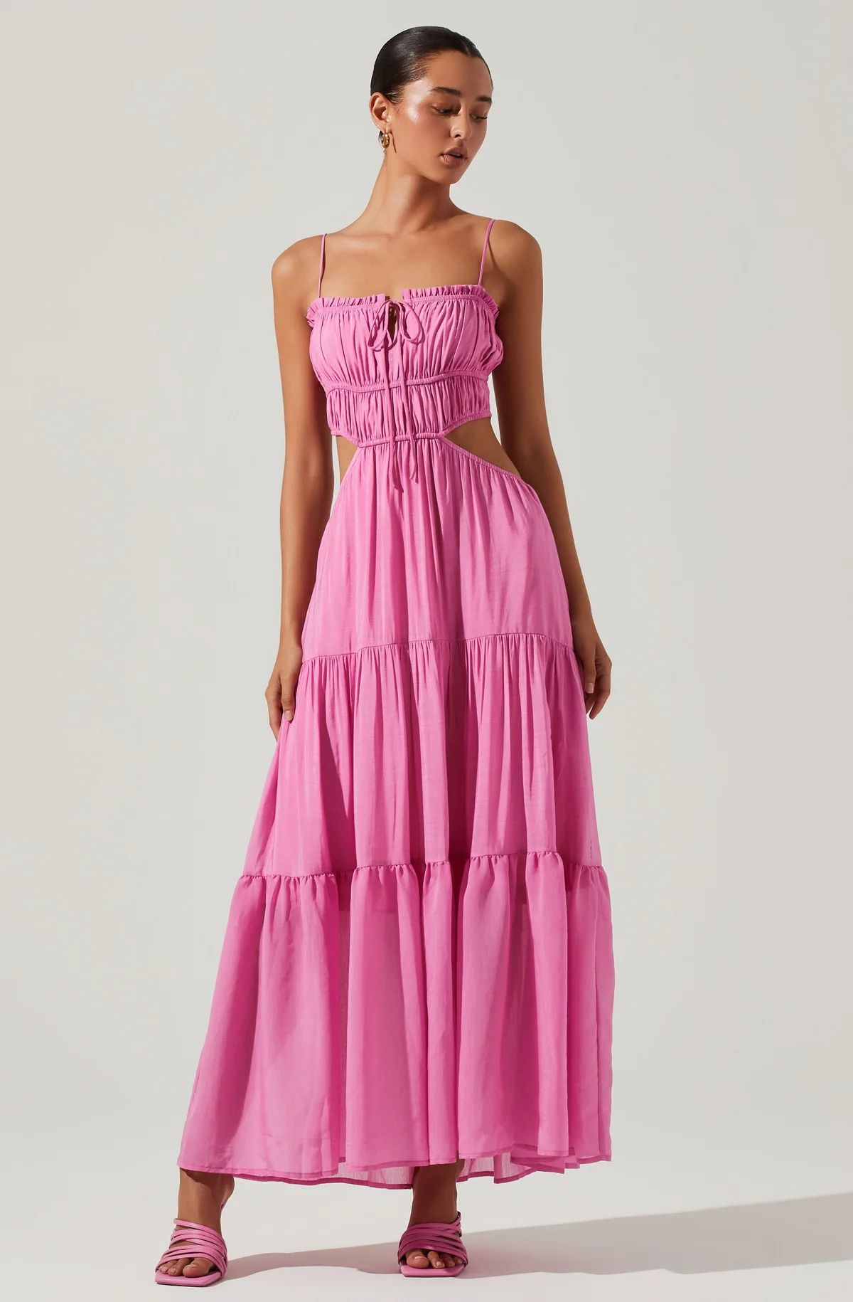 Odina Smocked Cutout Tiered Maxi Dress | ASTR The Label (US)