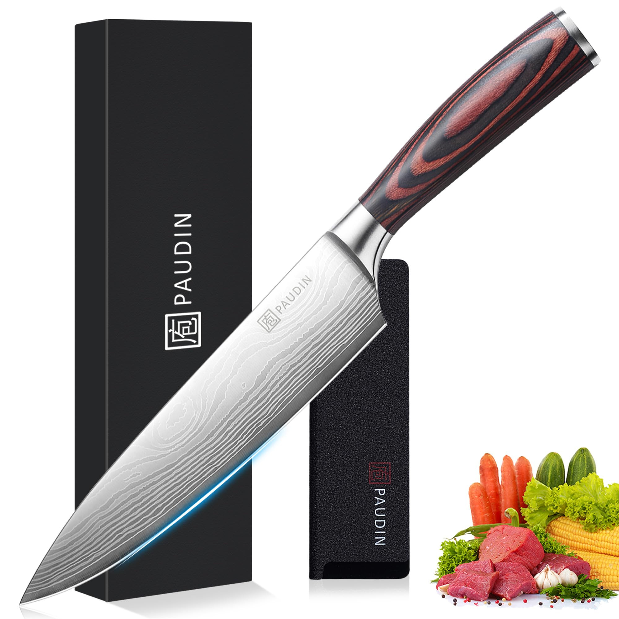 PAUDIN Chef Knife, 8 Inch High Carbon Stainless Steel Sharp Kitchen Knife with Ergonomic Handle, ... | Amazon (US)