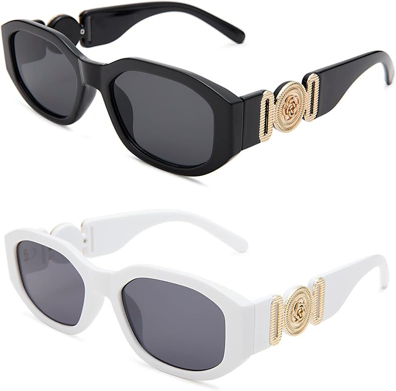 Hycredi Rectangle Sunglasses for Women Men Retro Driving Glasses 90’s Vintage Fashion Irregular Fram | Amazon (US)
