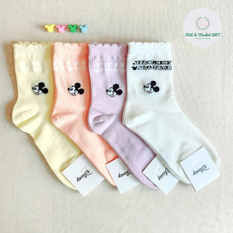 Mickey Cute Ruffle Socks/mid Cut Crew Socks/daily Socks - Etsy | Etsy (US)