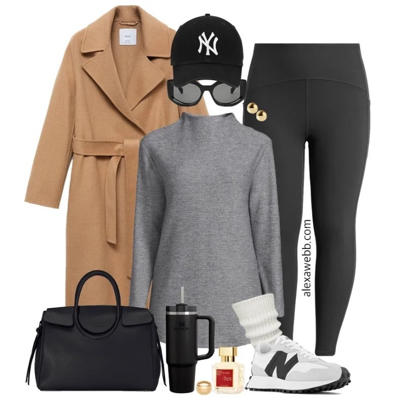 Plus Size Winter Errands Outfit - A plus size casual loungewear outfit with black leggings, a tunic, New Balance sneakers, and a coat. Alexa Webb 

#LTKSeasonal #LTKOver40 #LTKPlusSize