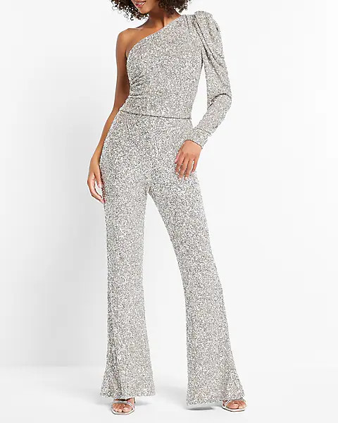 Super High Waisted Sequin Flare Pant | Express