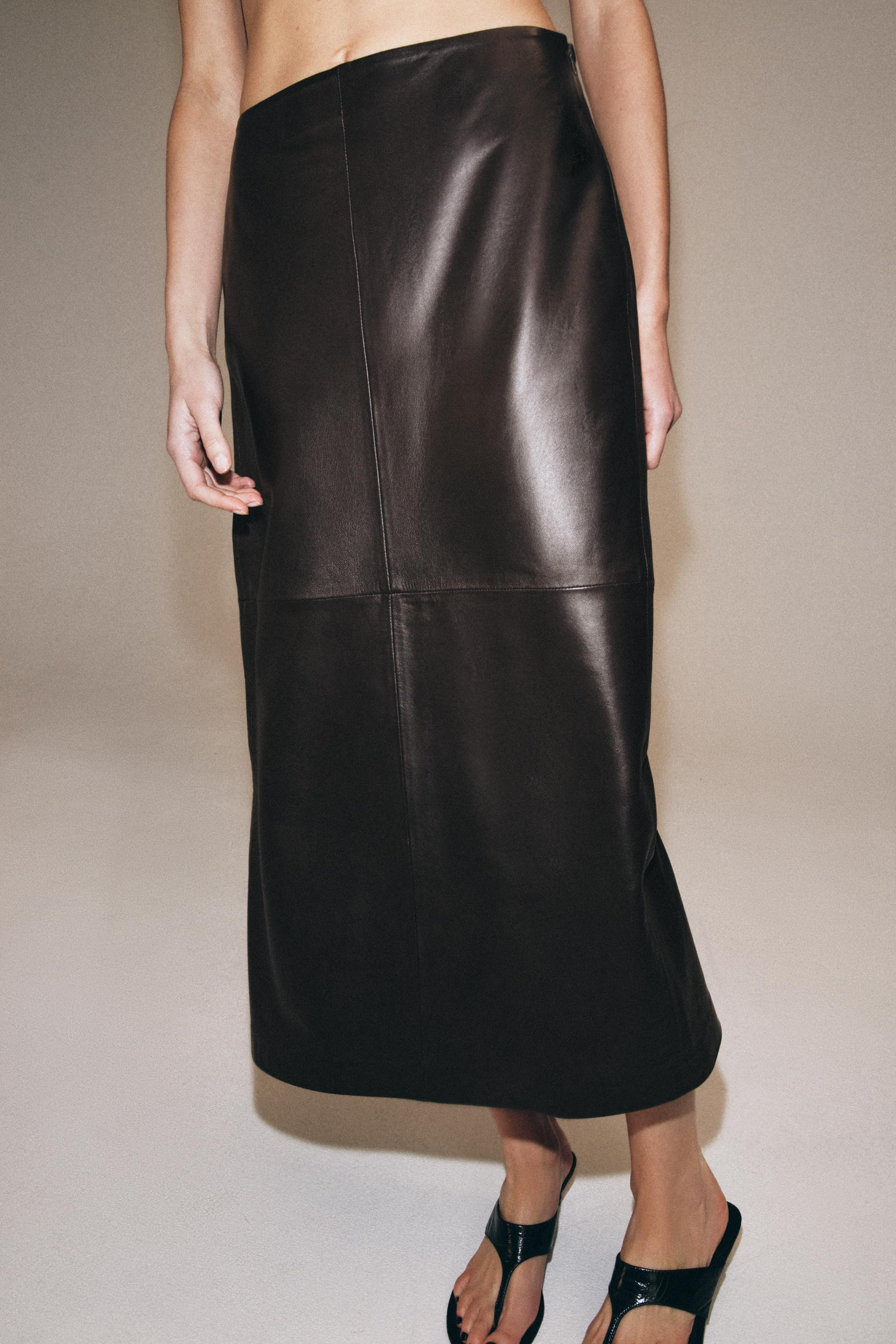 ZW COLLECTION 100% LEATHER MIDI SKIRT | Zara UK