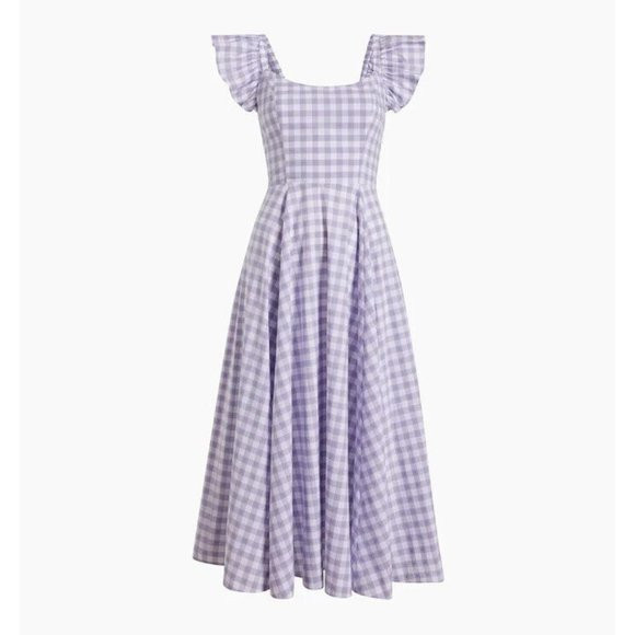 NWT Hill House The Daphne in Lilac Jacquard Check Smocked Midi Ruffle S | Poshmark