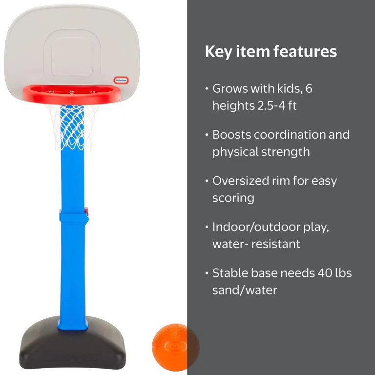 Little Tikes TotSports Easy Score Adjustable Basketball Hoop, for Ages 18 Months to 5 Years | Walmart (US)
