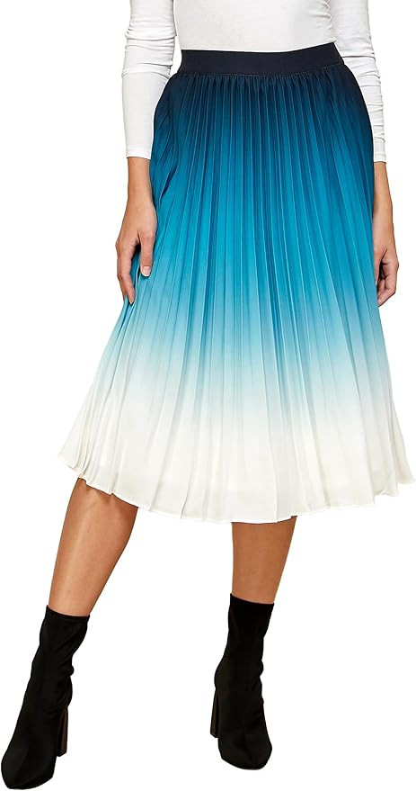 Made By Johnny Women's High Elastic Waist Pleated Mid A-Line Swing Skirt | Amazon (US)