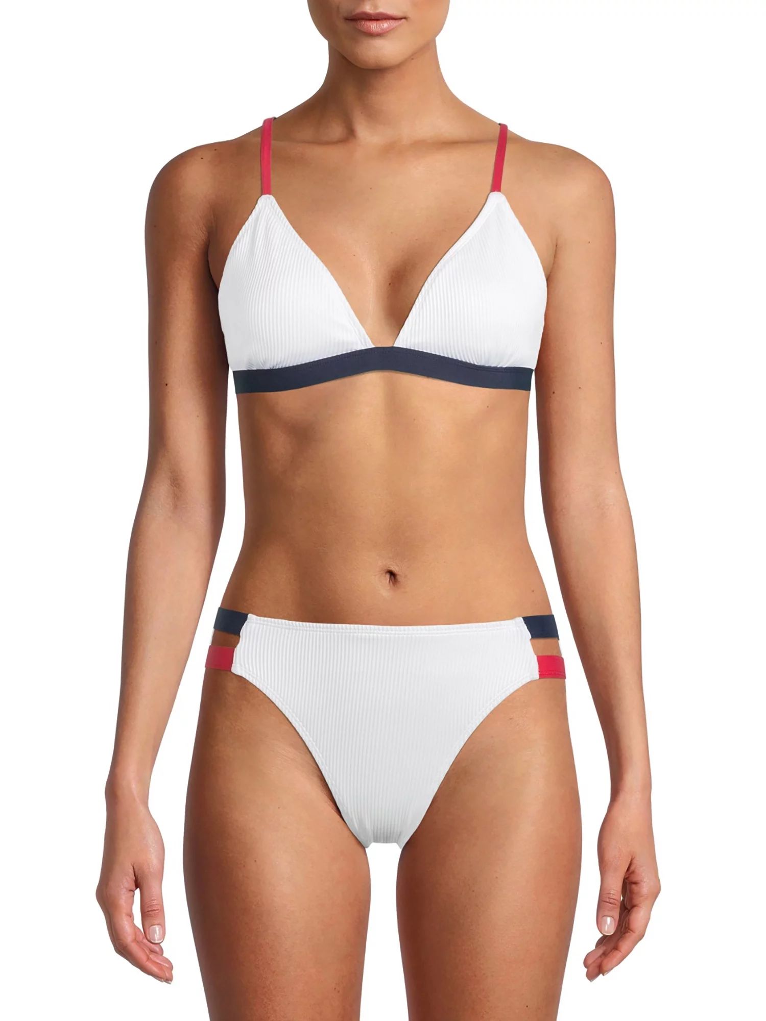 Social Angel Women's Strappy Contrast Bikini Swimsuit Top - Walmart.com | Walmart (US)
