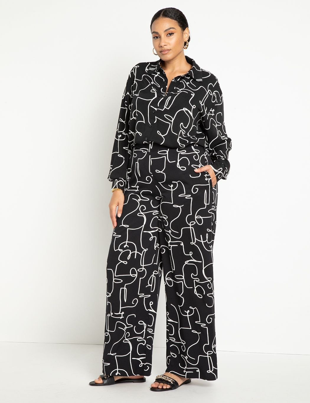 Printed Wide Leg Pant | Women's Plus Size Pants | ELOQUII | Eloquii