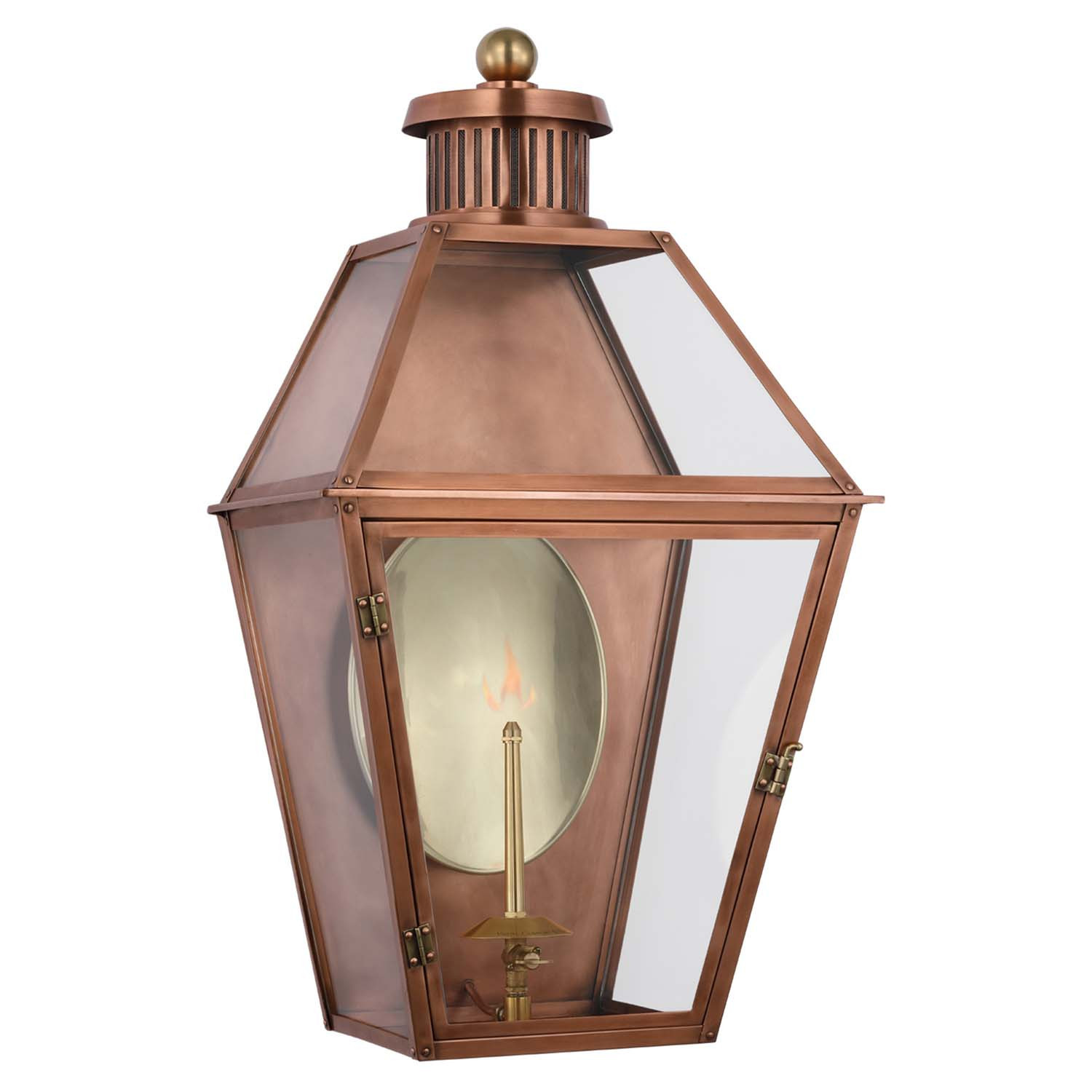Visual Comfort Stratford Copper Metal Glass Outdoor Gas Wall Lantern - Medium | Kathy Kuo Home