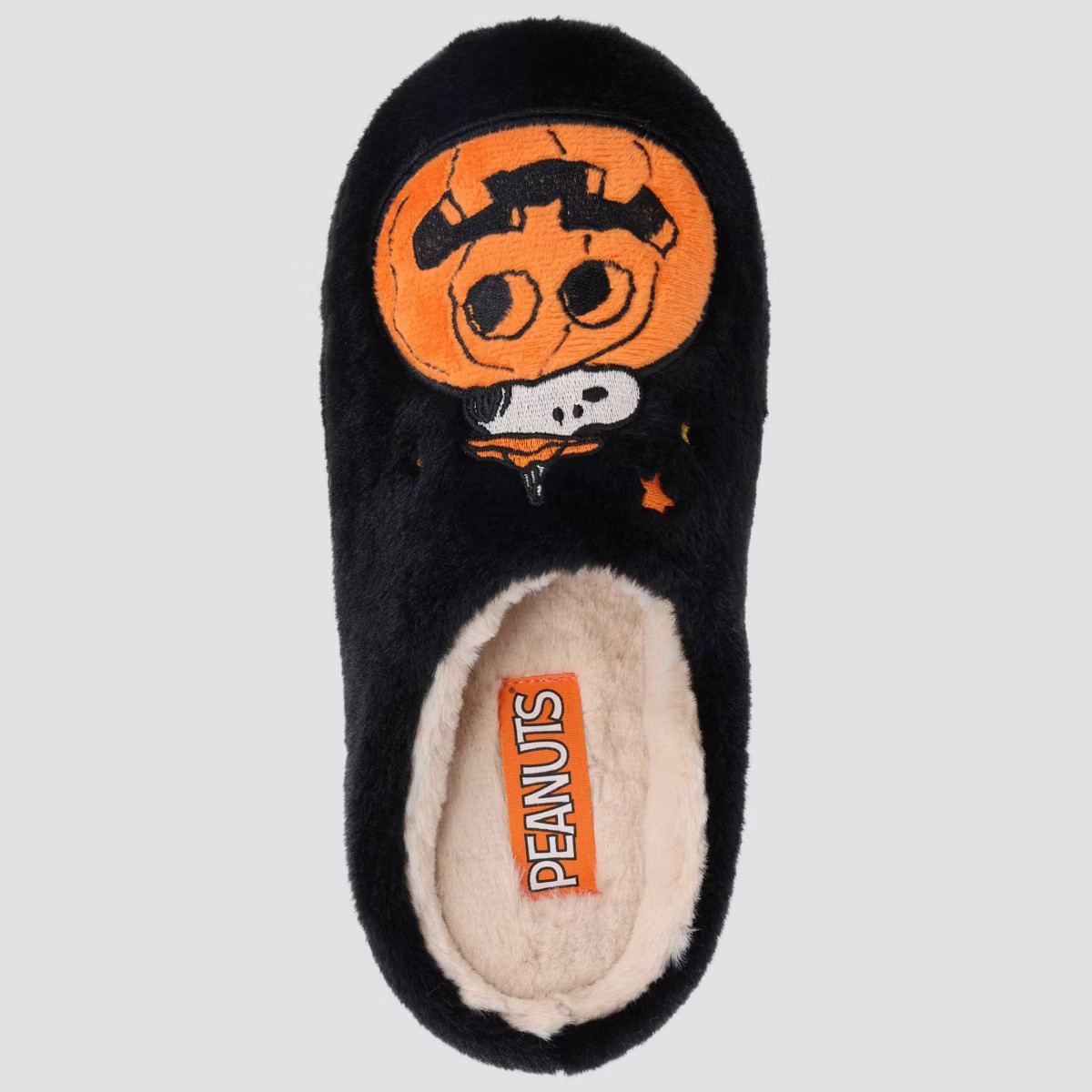 Women's Peanuts Snoopy Jack O Lantern Scuff Slippers - Black XL: Memory Foam, Indoor/Outdoor Sole | Target