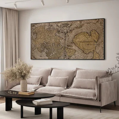 Extra Large Wall Art Fabric Print - Vintage World Map Art, Old-World Style Antique Map Artwork Decor for Living Room or Bedroom - "Frame Assembly Requ | Wayfair North America