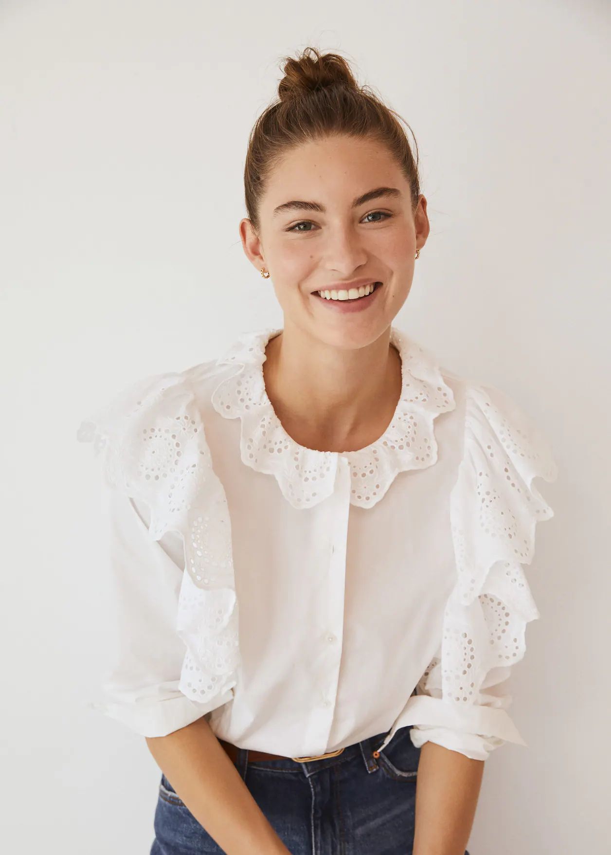 Ruffled cotton blouse | MANGO (UK)