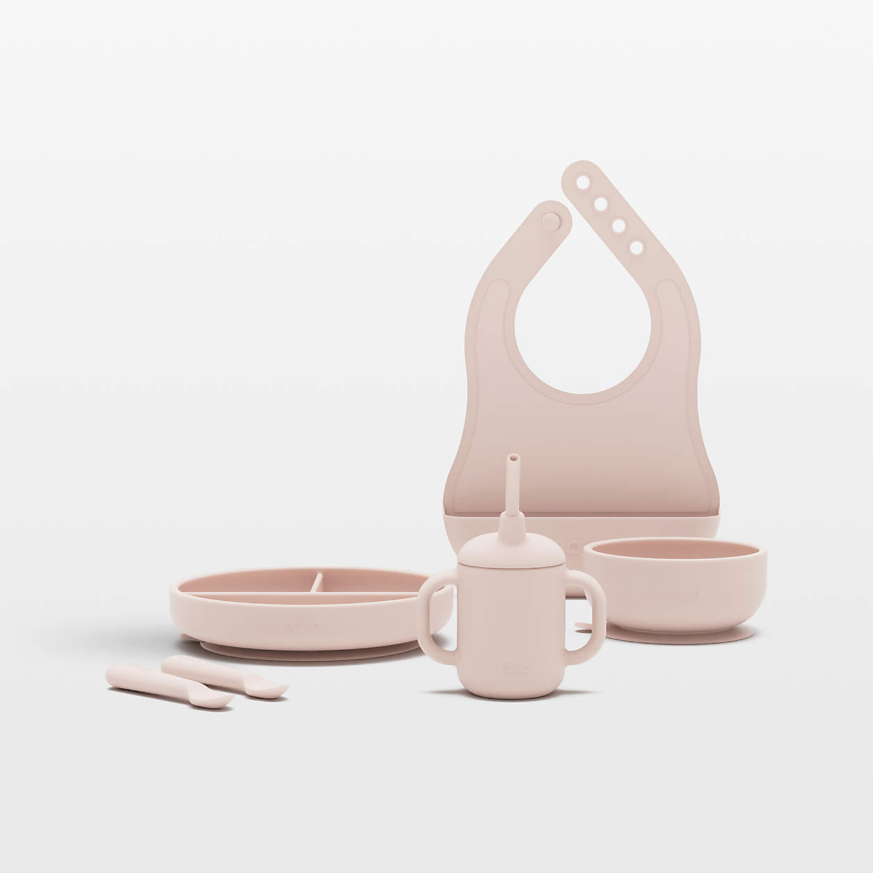 Lalo Grapefruit Pink First Bite Full Baby Feeding Set + Reviews | Crate & Kids | Crate & Barrel