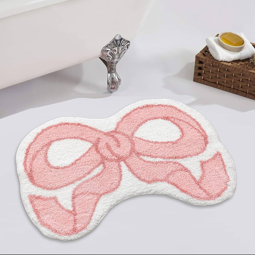 Coquette Bow Rug Pink Bath Mat Bathroom Rugs, Non Slip Cute Bath Rugs Microfiber Plush Bow Decor,... | Amazon (US)