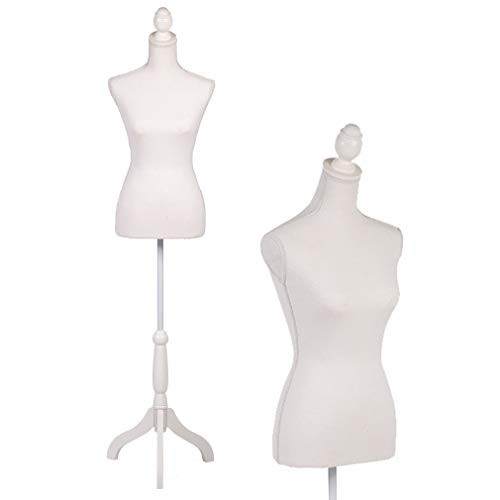 FDW Manikin 60”-67”Height Adjustable Female Dress Model Display Torso Body Tripod Stand Clothing Forms (White) | Amazon (US)