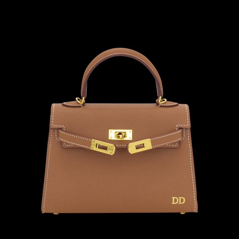 Lily & Bean Hettie Mini Bag - Tan with Initials & fabric Patterned Str | Lily and Bean